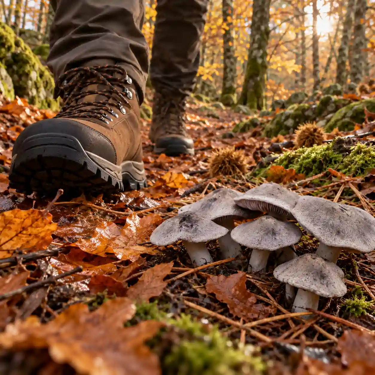 Sendero otoñal con hojas doradas, símbolo de dar el paso hacia un nuevo comienzo